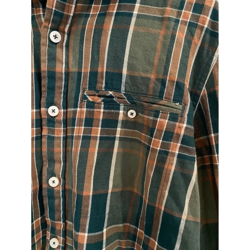 The North Face Mens Medium Plaid Flannel‎ Shirt Green Brown Gorpcore Hiking